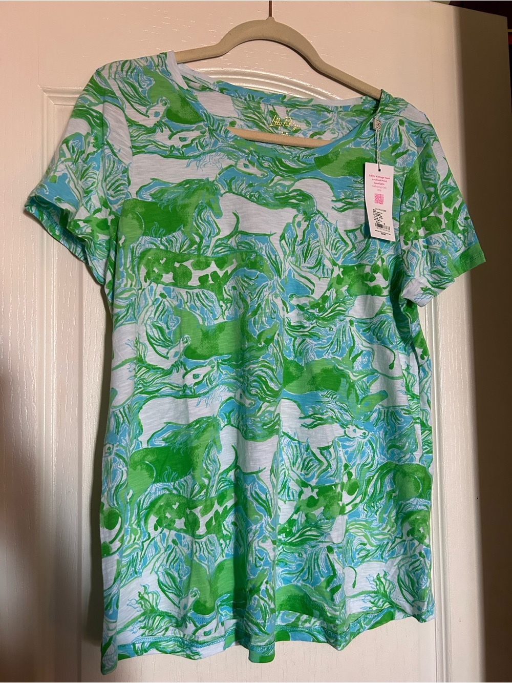 Lilly Pulitzer Etta Tee Galloping Gals Horse Medium New Fall!